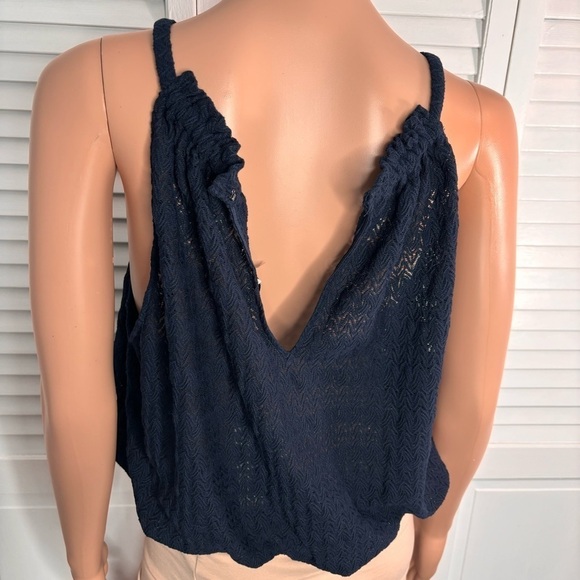 New RAMY BROOK Navy Blue Texture Noah Tank Top Shirt Size Large - Picture 6 of 11